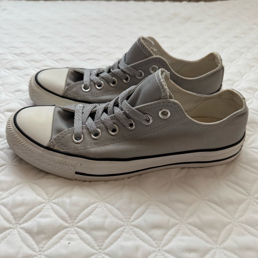 Converse Chuck Taylor All Star Double Tongue Low Top Sneaker Gray White Size 8 - Picture 10 of 15